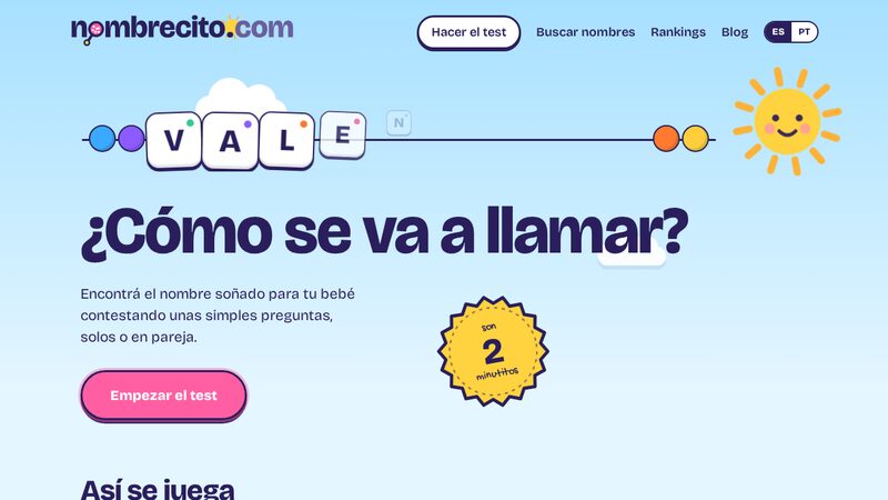 Captura del sitio de Nombrecito
