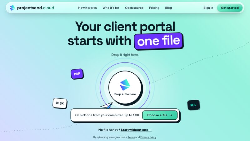 Captura del sitio de ProjectSend Cloud